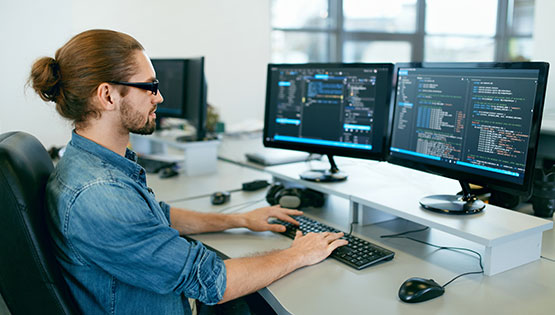 Student working on a computer