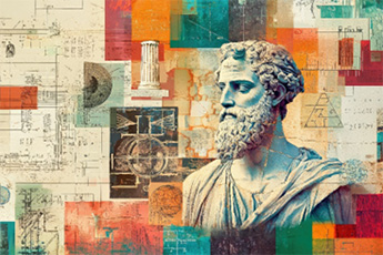 Roman statue on a color background