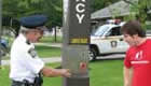 Public safety officer assists student